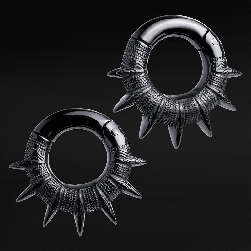 Poids d'oreille à pointes en acier noir - Paire