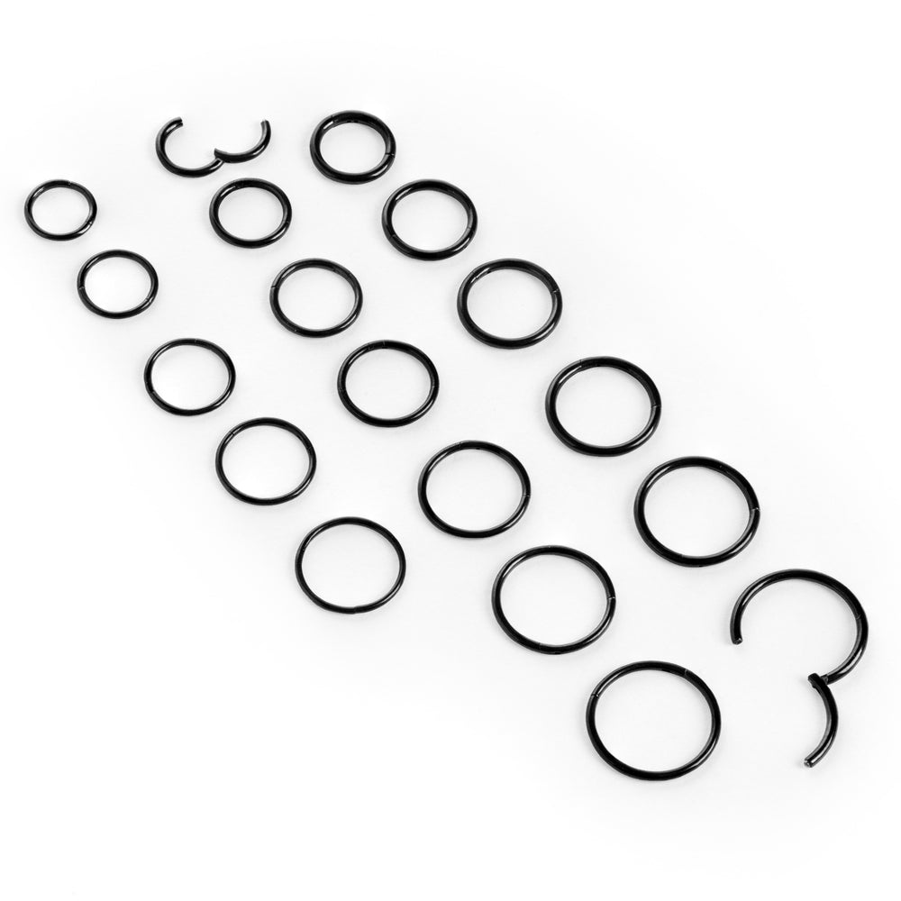 Schwarzer PVD Titan Scharnier-Segmentring / ASTM F-136 Scharnier-Ring / Nasenpiercing-Ring / Septum-Ring / Größen 6mm - 12mm
