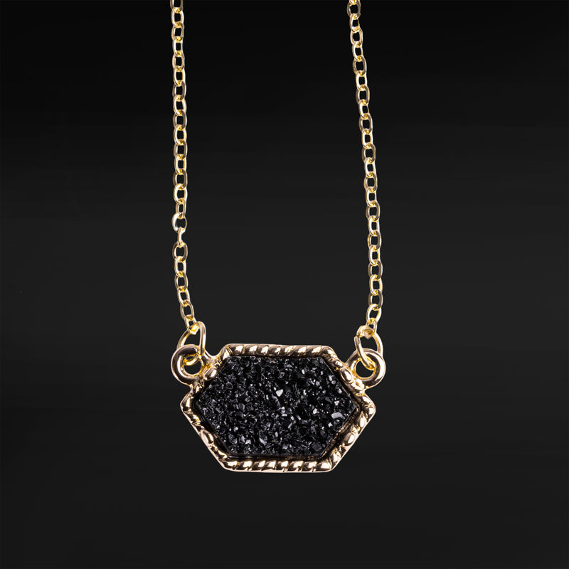Collier druzy noir et doré