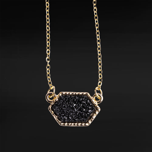 Black & Gold Druzy Necklace