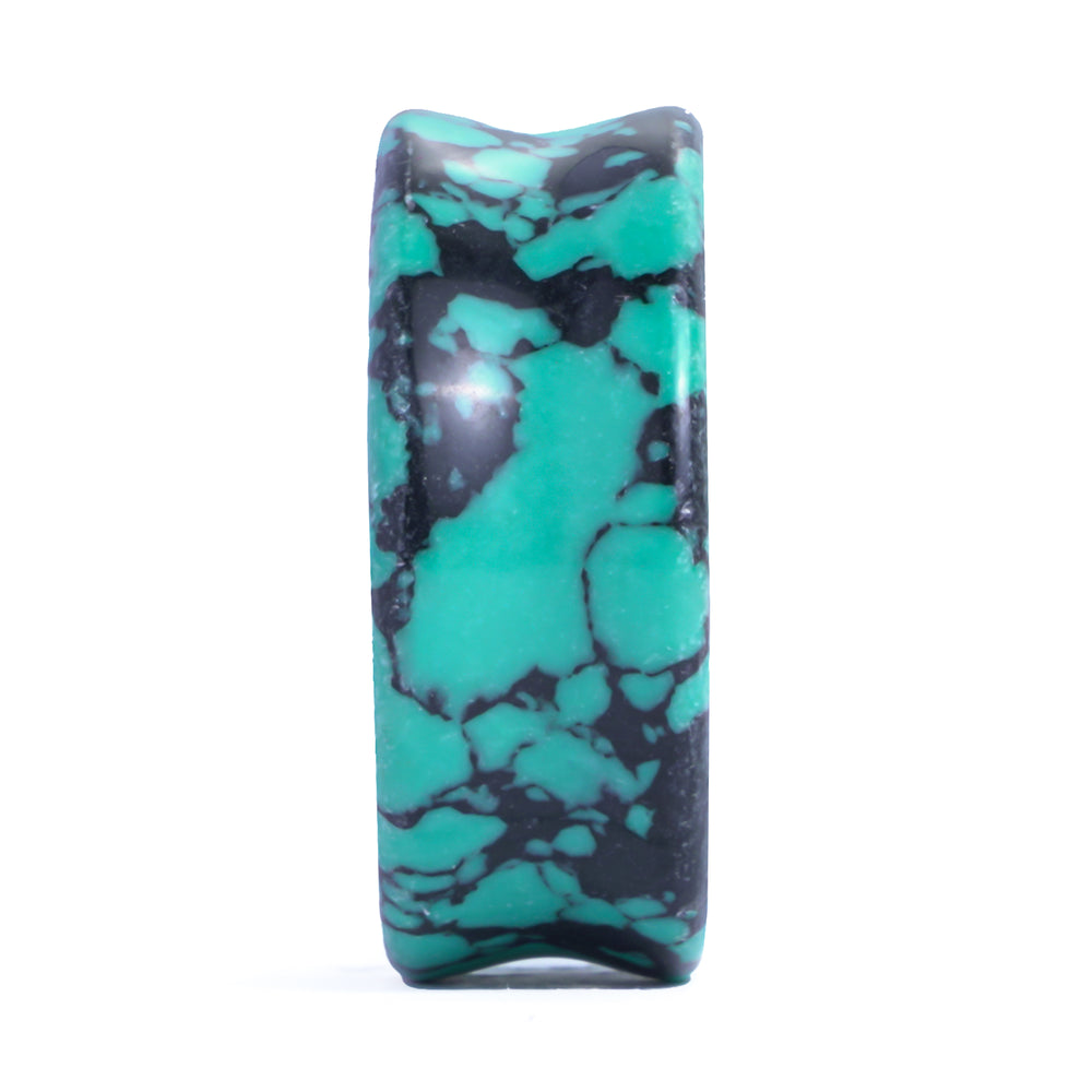 Black & Teal Turquoise Stone Tunnel - Double Flare Ear Plugs / Gauges in 6mm (2g), 20mm (13/16th), 30mm (1.18")