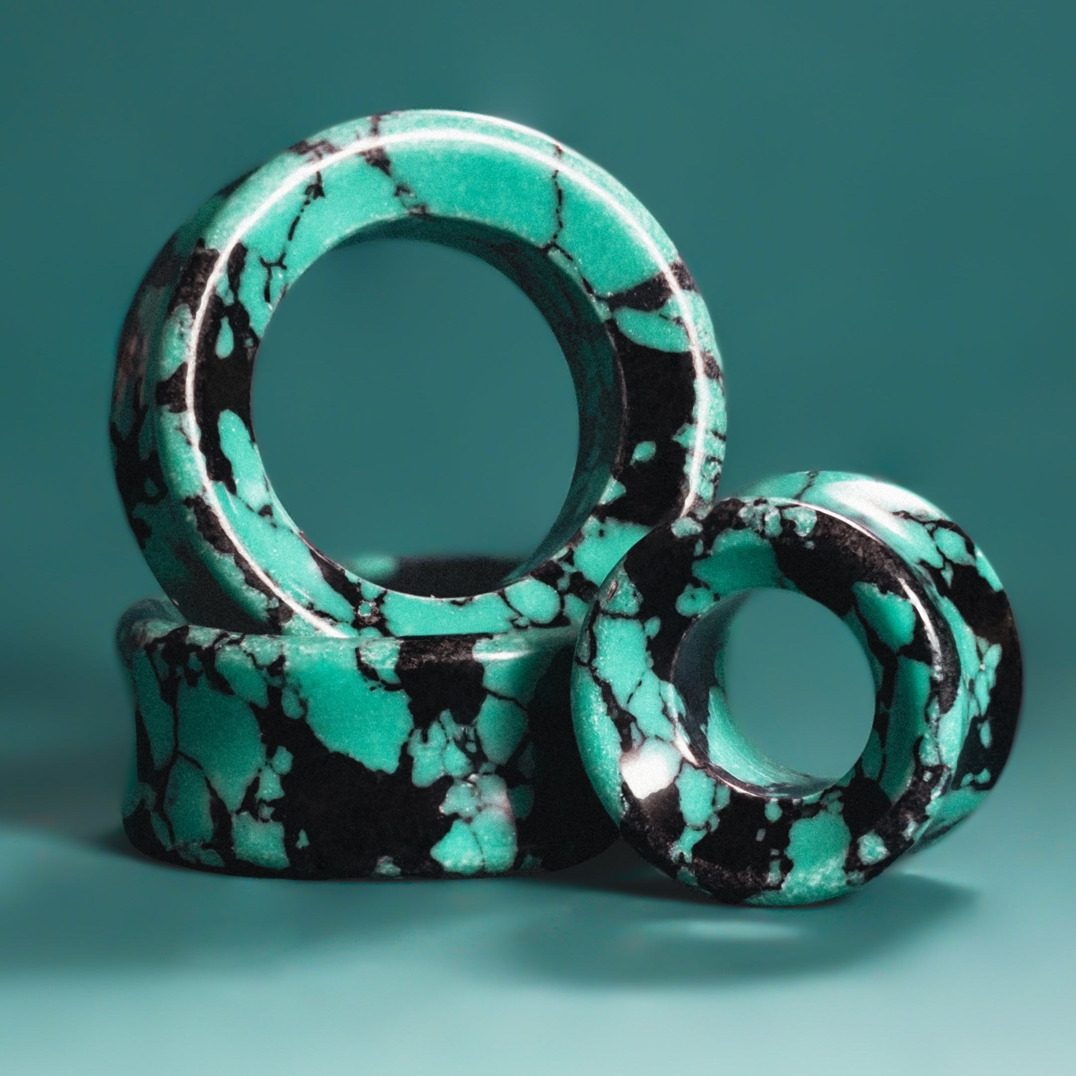 Black & Teal Turquoise Stone Tunnel