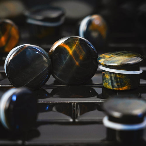 Blue Tiger Eye Single Flare Stone Plug / Gauge