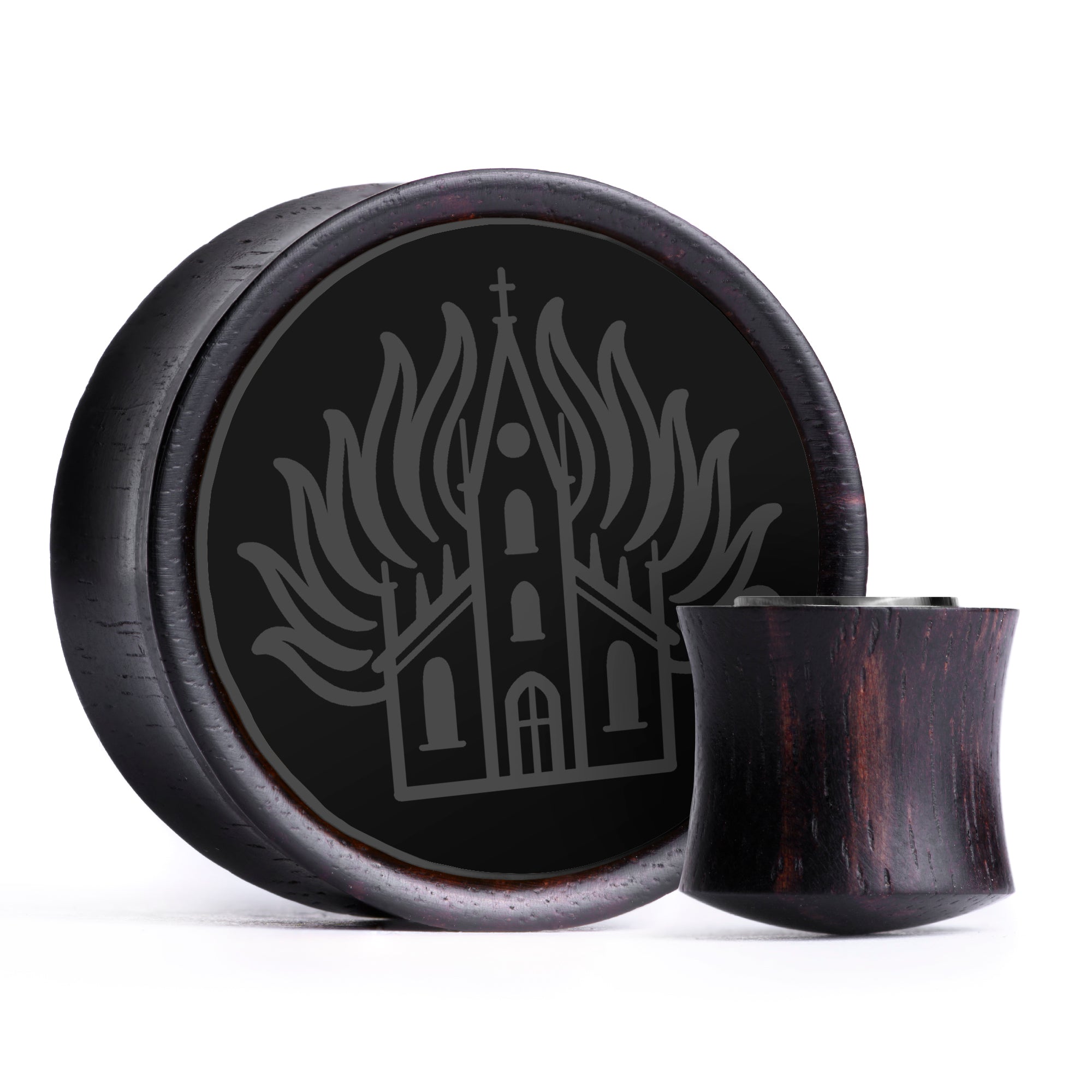 
Church Plug / Gauge – Schwarzes Inlay Ebenholz | Konvexe Double Flare
