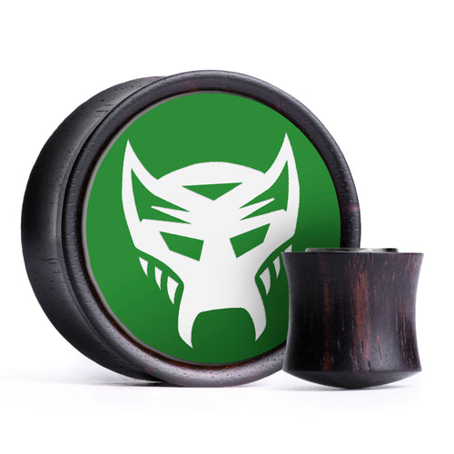 Transformers Maximals Plug / Gauge - Green & White Inlay Ebony Wood | Convex Double Flare Pair