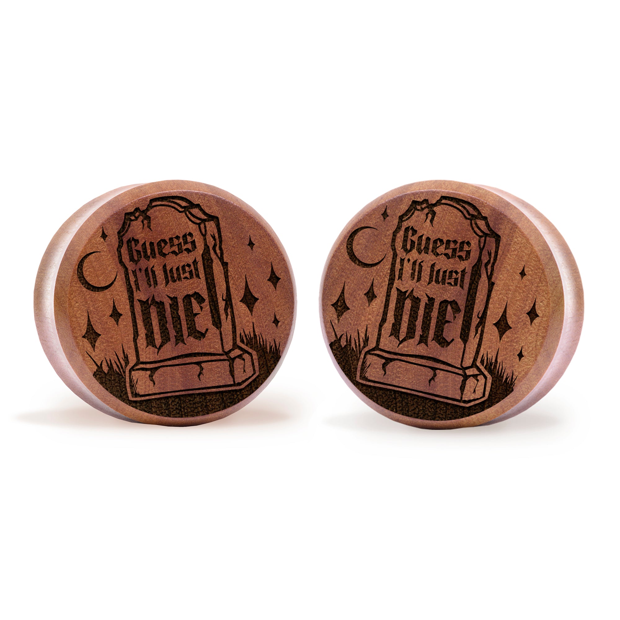 Guess I'll Just Die Gravestone Plug / Gauge - Saba Wood | Flat Faced Double Flare