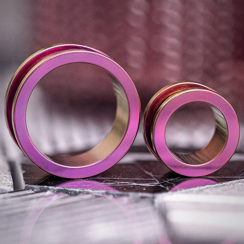 Pink Steel Screwback Stainless Steel Tunnel