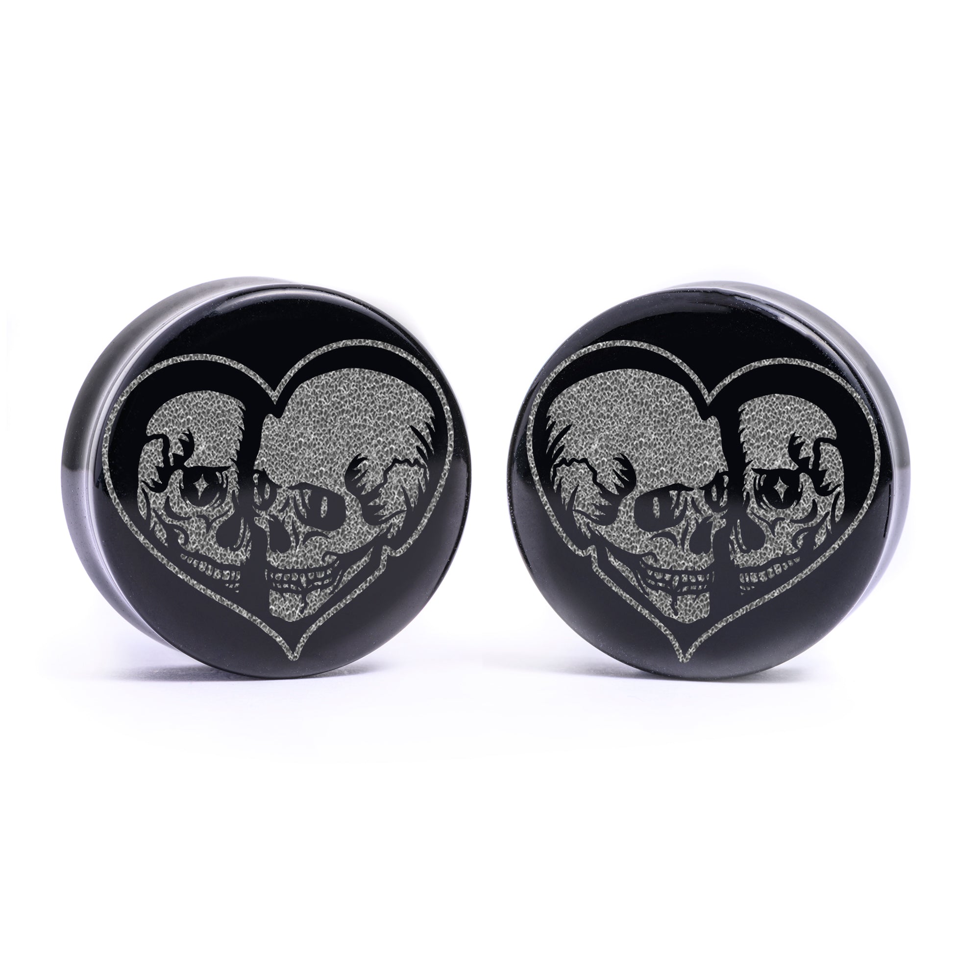Girl wearing pretty Hammered Silver Steel Keyhole Ear Weights - Pair