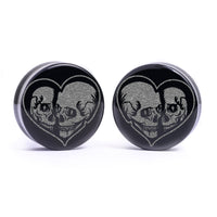 Plug / Gauge Squelette Till Death - Verre noir | Face plate double évasé