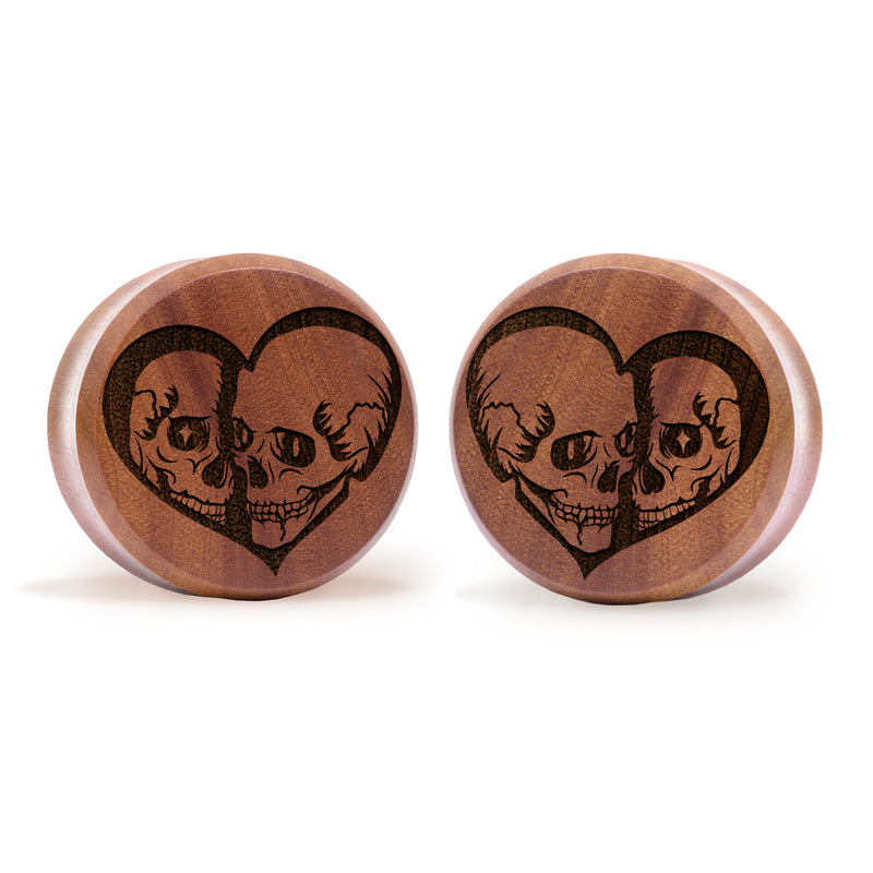 Plug / Gauge Squelette Till Death - Bois de Saba | Face plate double évasé