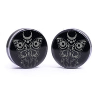 Plug / Gauge Papillon - Verre noir | Face plate double évasé