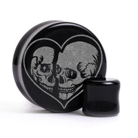 Plug / Gauge Squelette Till Death - Verre noir | Face plate double évasé