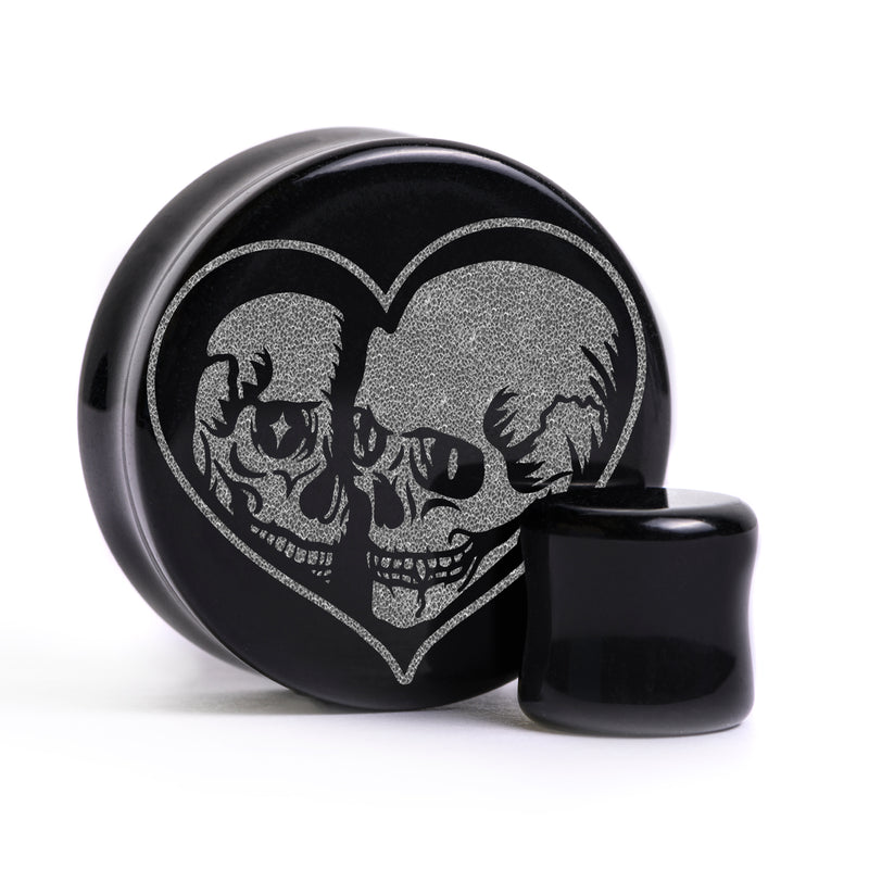 Plug / Gauge Squelette Till Death - Verre noir | Face plate double évasé