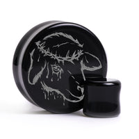 Plug / Gauge Agneau sacrificiel - Verre noir | Face plate double évasé