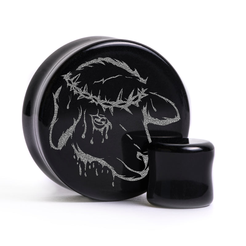 Plug / Gauge Agneau sacrificiel - Verre noir | Face plate double évasé
