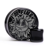 Plug / Gauge Tournesol qui pleure I'm Fine - Verre noir | Face plate double évasé