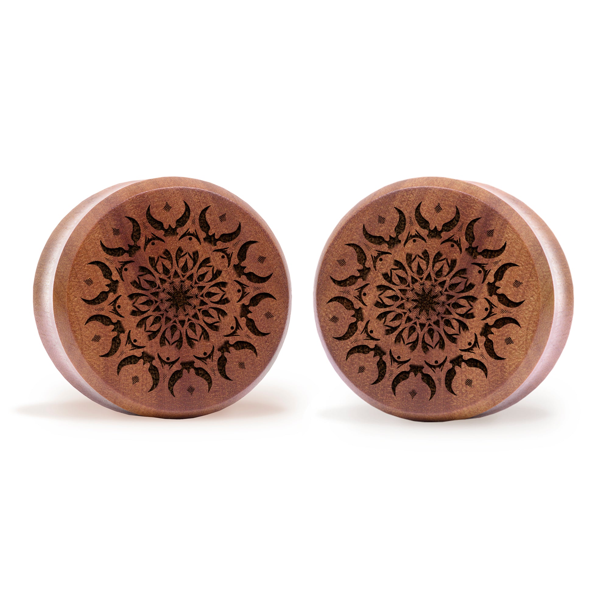 Faded Mandala Plug / Gauge - Saba Wood | Flat Faced Double Flare