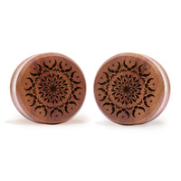 Plug / Gauge Mandala estompé - Bois de Saba | Face plate double évasé