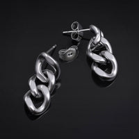 Boucles d'oreilles puces, argent, chaîne à maillons pendante, acier inoxydable 316L - paire