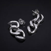 Boucles d'oreilles puces, argent, chaîne à maillons pendante, acier inoxydable 316L - paire