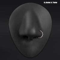 Anneau de nez clicker en titane ASTM F136 argenté à damier serti de pierres