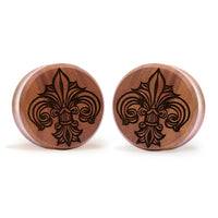 Plug / Gauge Fleur De Lis Lilly - Bois de Saba | Face plate double évasé