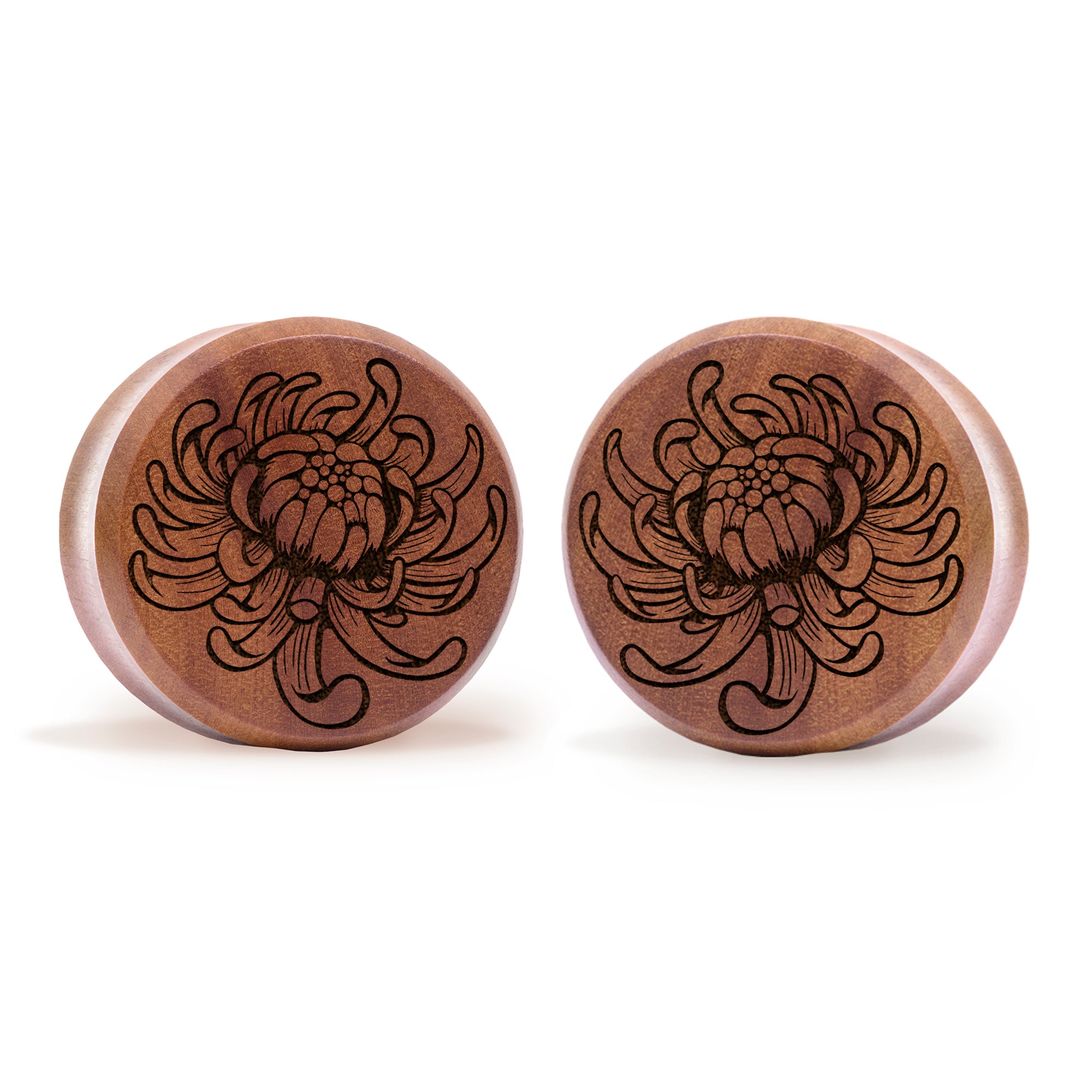 Alternative Tattooed man wearing 90's Retro Flames Plug / Gauge - Saba Wood | Flat Faced Double Flare