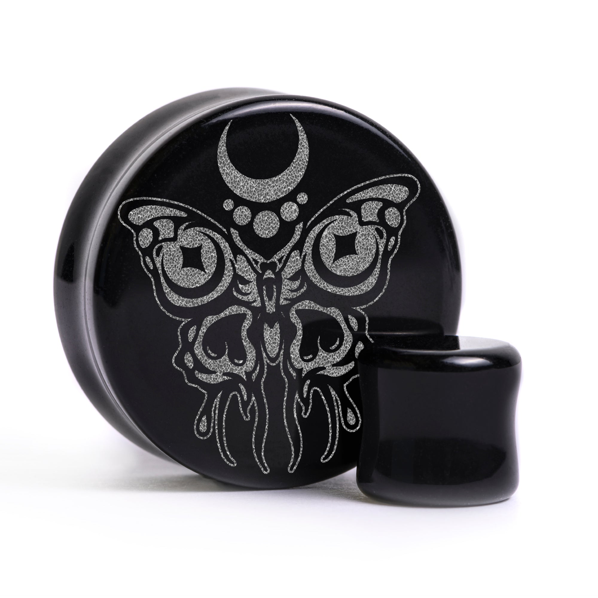 Butterfly Plug / Gauge - Black Glass | Flat Faced Double Flare