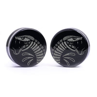 Plug / Gauge Morsure de serpent - Verre noir | Face plate double évasé
