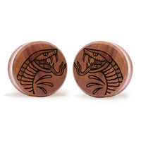 Plug / Gauge Morsure de serpent - Bois de Saba | Face plate double évasé