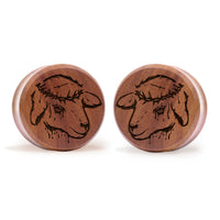 Plug / Gauge Agneau sacrificiel - Bois de Saba | Face plate double évasé