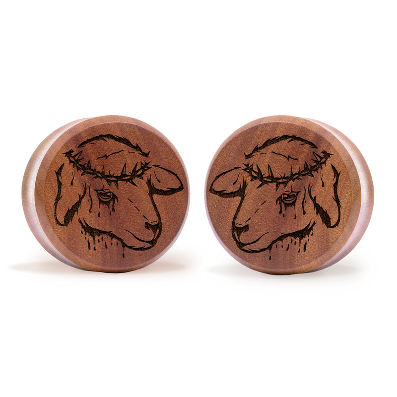 Plug / Gauge Agneau sacrificiel - Bois de Saba | Face plate double évasé