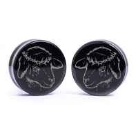 Plug / Gauge Agneau sacrificiel - Verre noir | Face plate double évasé