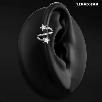Twisted Star Helix Ring, Silver, ASTM F136 Titanium