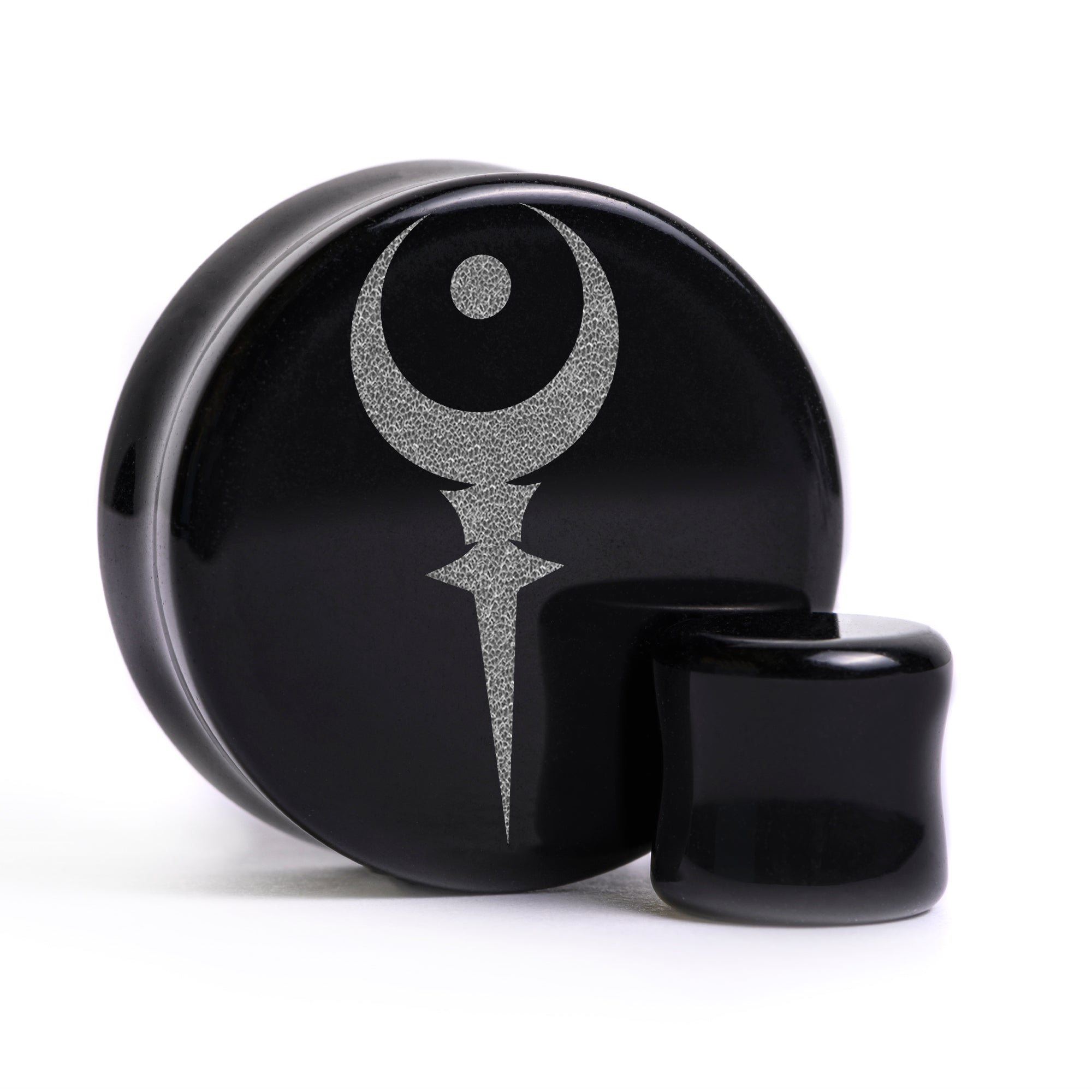 Sigil Of Hades Plug / Gauge - Black Glass | Flat Faced Double Flare