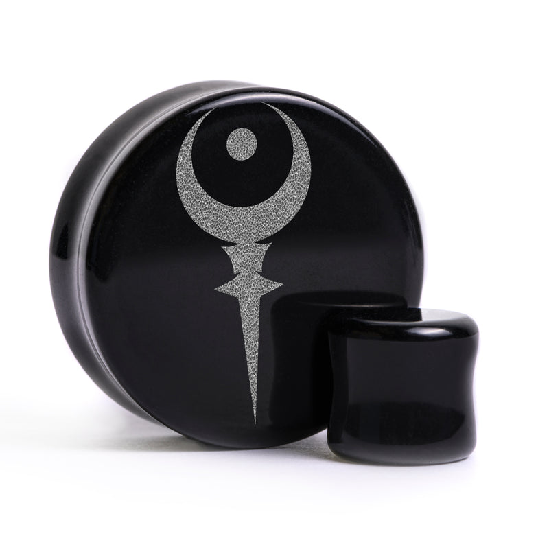 Plug / Gauge Sigil Of Hades - Verre noir | Face plate double évasé