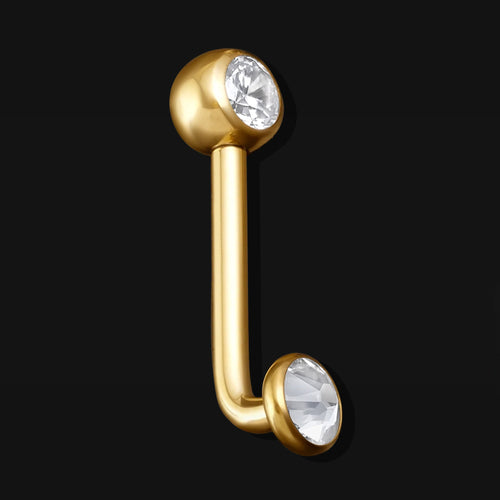 Christina Piercing Bar, Gold, Jewelled, Internally Threaded, Titanium, Pre-Sterilised