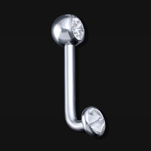 Christina Piercing Bar, Silver, Jewelled, Internally Threaded, Titanium, Pre-Sterilised