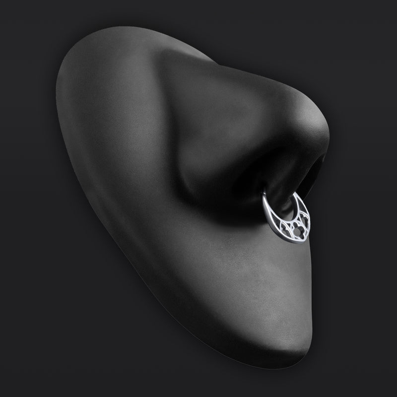 Anneau Clicker de Septum en Titane ASTM F136 Argent, Fenêtre Gothique d'Église