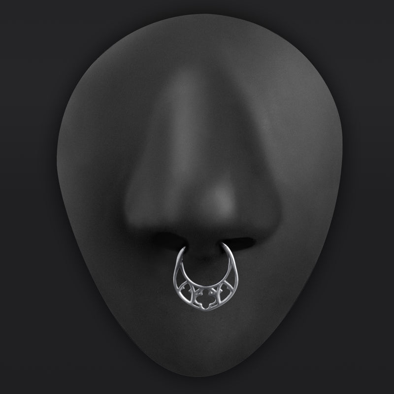 Anneau Clicker de Septum en Titane ASTM F136 Argent, Fenêtre Gothique d'Église