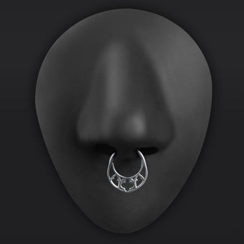 Gotischer Septum-Clicker-Ring mit Spikes aus ASTM F136 Titan, Silber