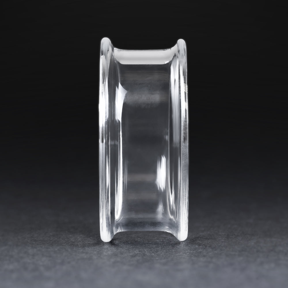 Clear Glass Double Flare Ear Tunnel - Double Flare Glass Ear Plugs / Gauges in 10mm (00g), 20mm (13/16th), 30mm (1.18")