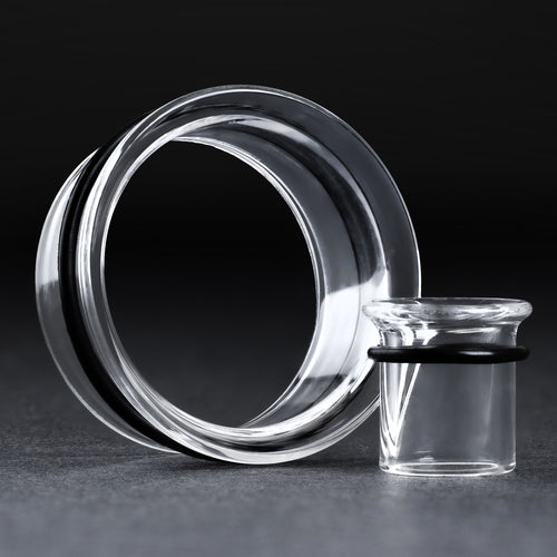 Tunnel Plug / Dehnstab aus klarem Glas mit einfachem Flare