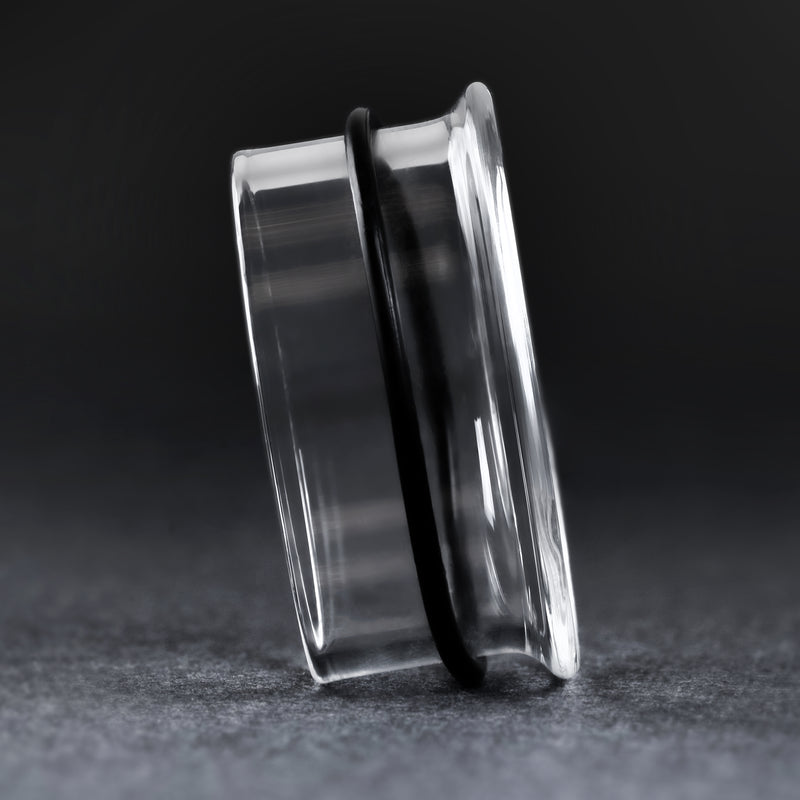 Clear Glass Tunnel Plug à simple collerette / calibre