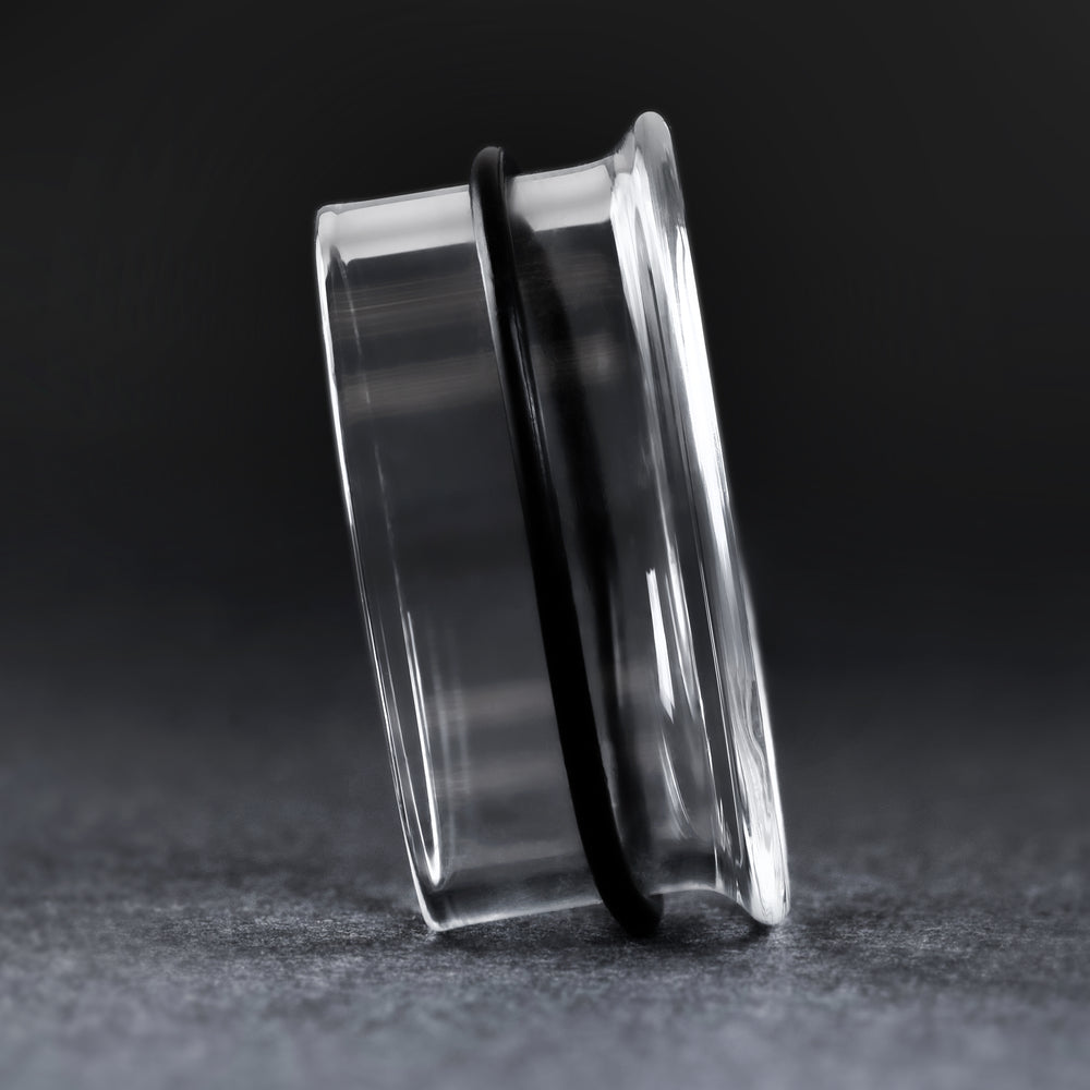 Clear Glass Single Flare Tunnel Plug / Gauge - Single Flare Glass Ear Tunnel Plug / Gauges in 6mm (00g), 20mm (13/16th)