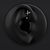 Bijou de piercing rook, argent, clous de cercueil, threadless, titane
