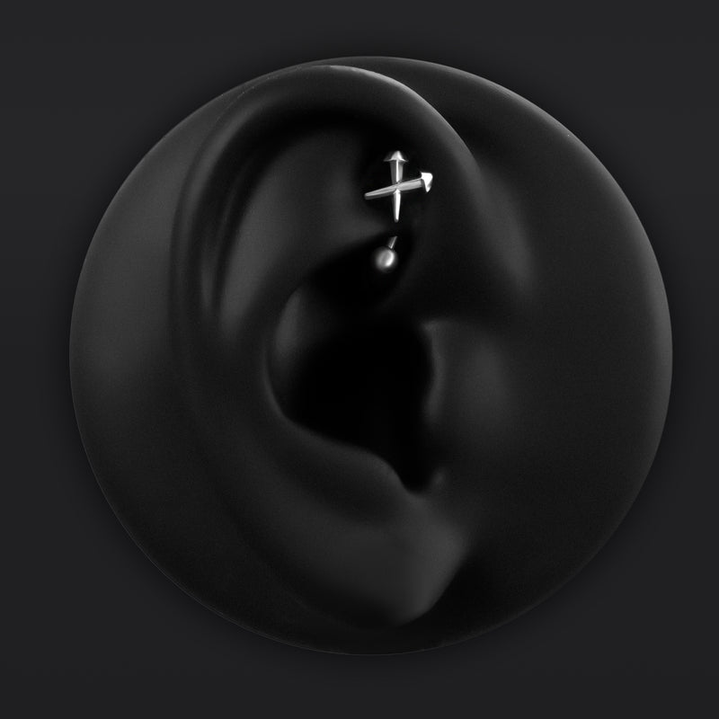 Bijou de piercing rook, argent, clous de cercueil, threadless, titane