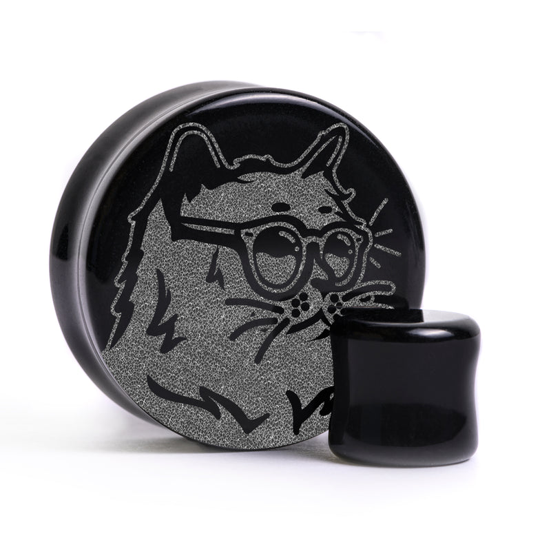 Cool Cat Plug / Calibre - Verre noir | Double évasement à face plate