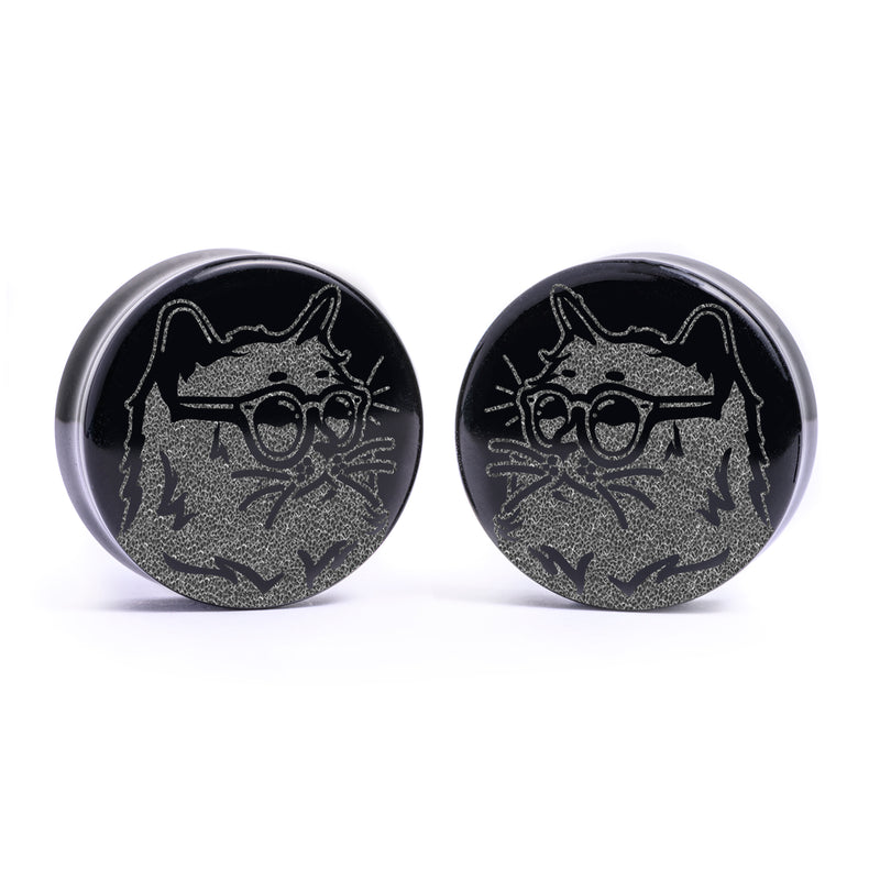 Cool Cat Plug / Calibre - Verre noir | Double évasement à face plate