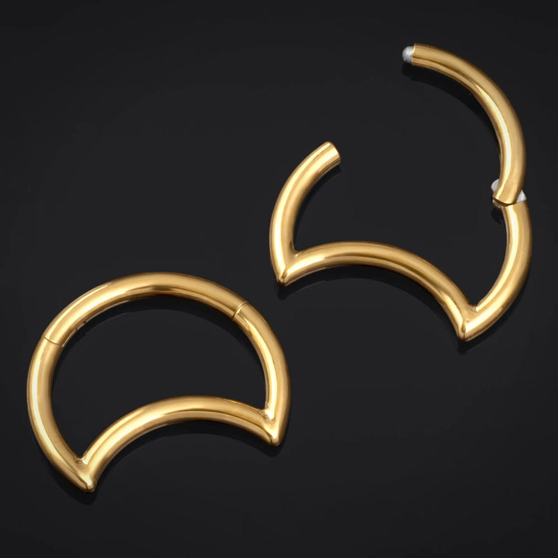 Septum clicker croissant, or, titane, 1.2mm